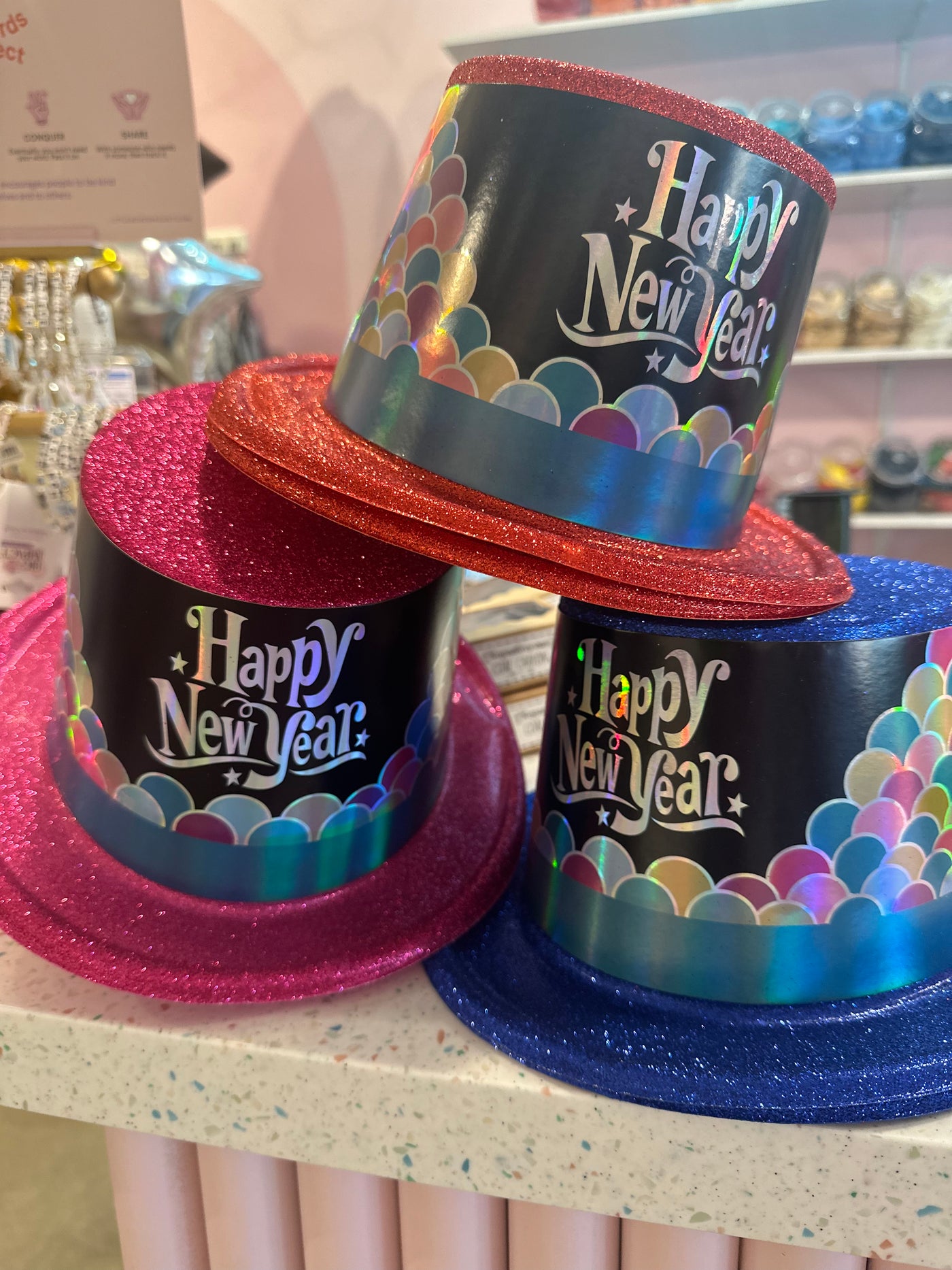Happy New Year Glitter Top Hat