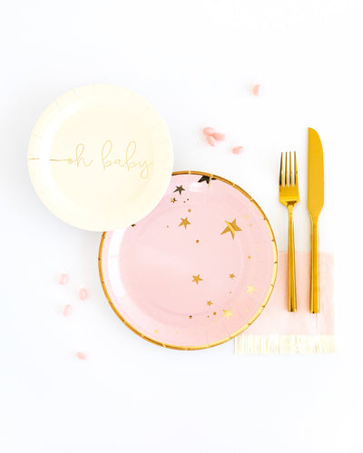 Baby Pink Gold Star Plates