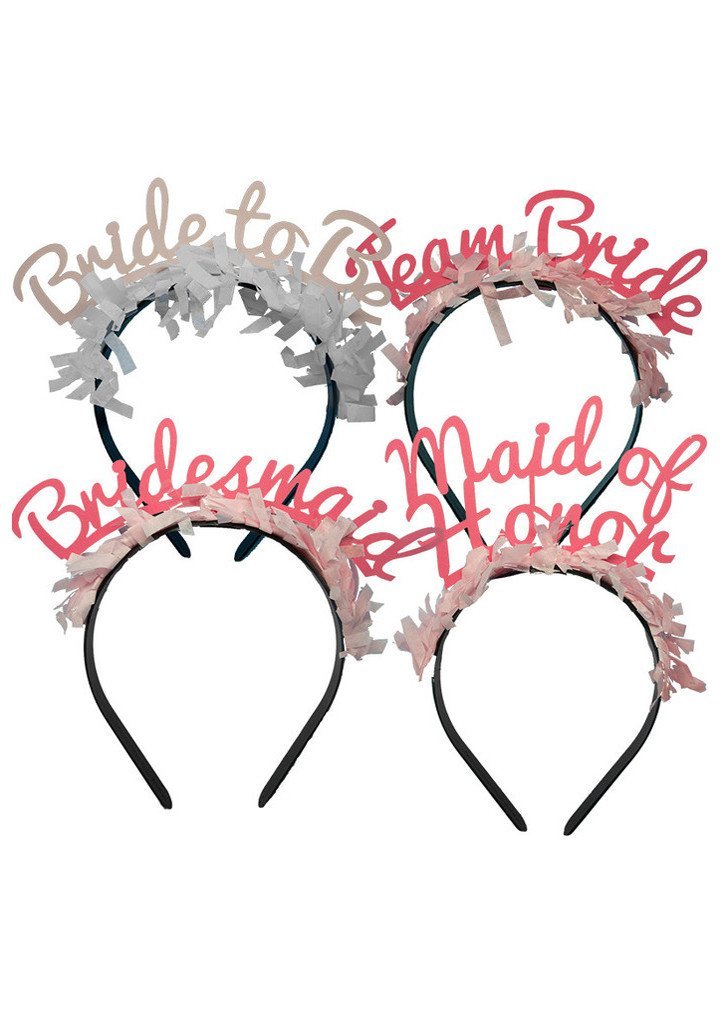 Bridal party pack headbands showing package assortment