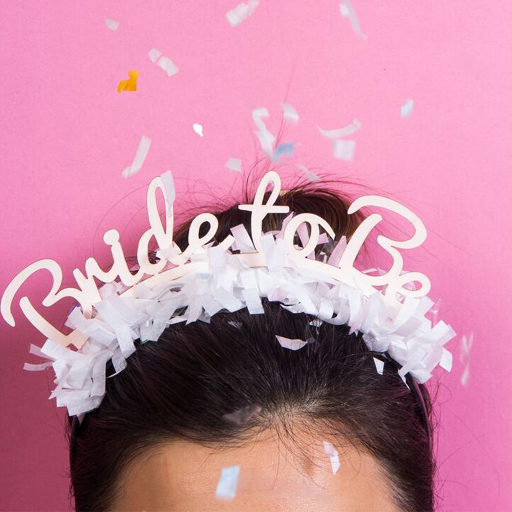 Bride to be headband with white fringe