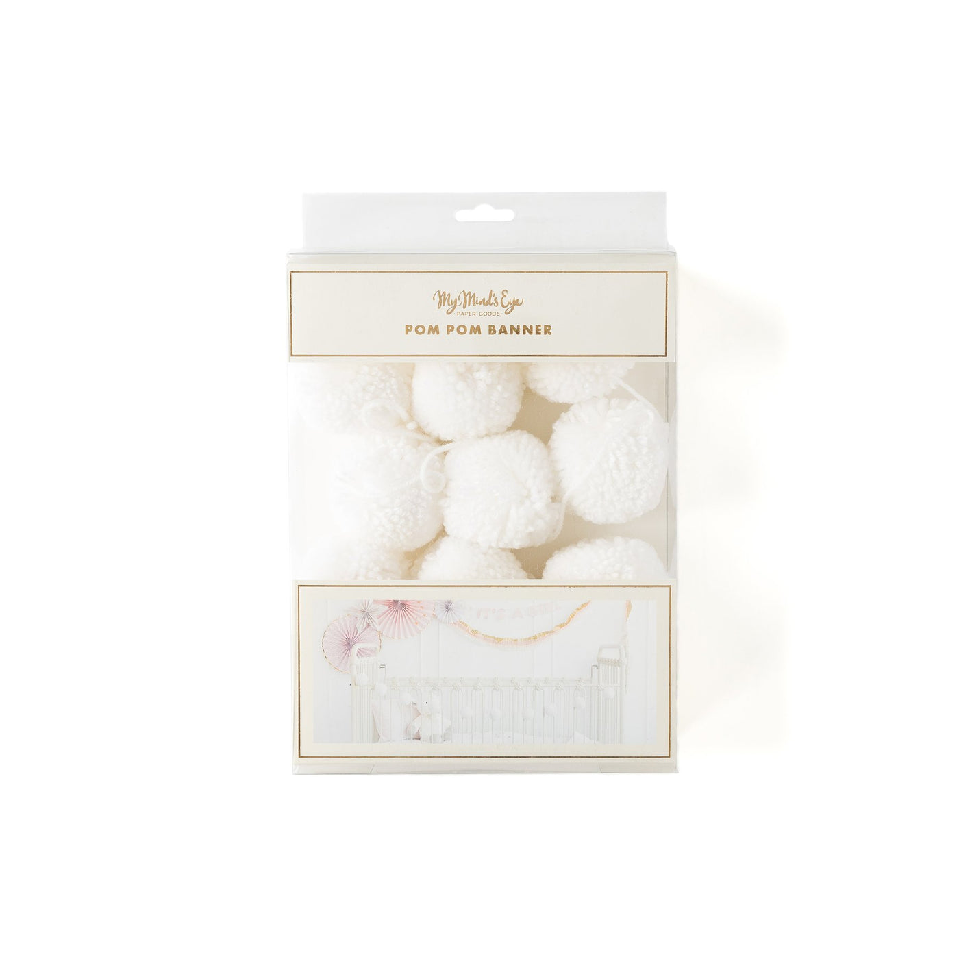 Cream Yarn Pom Poms in a white box