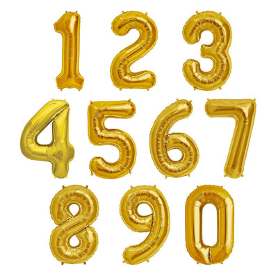 Gold Number Balloons