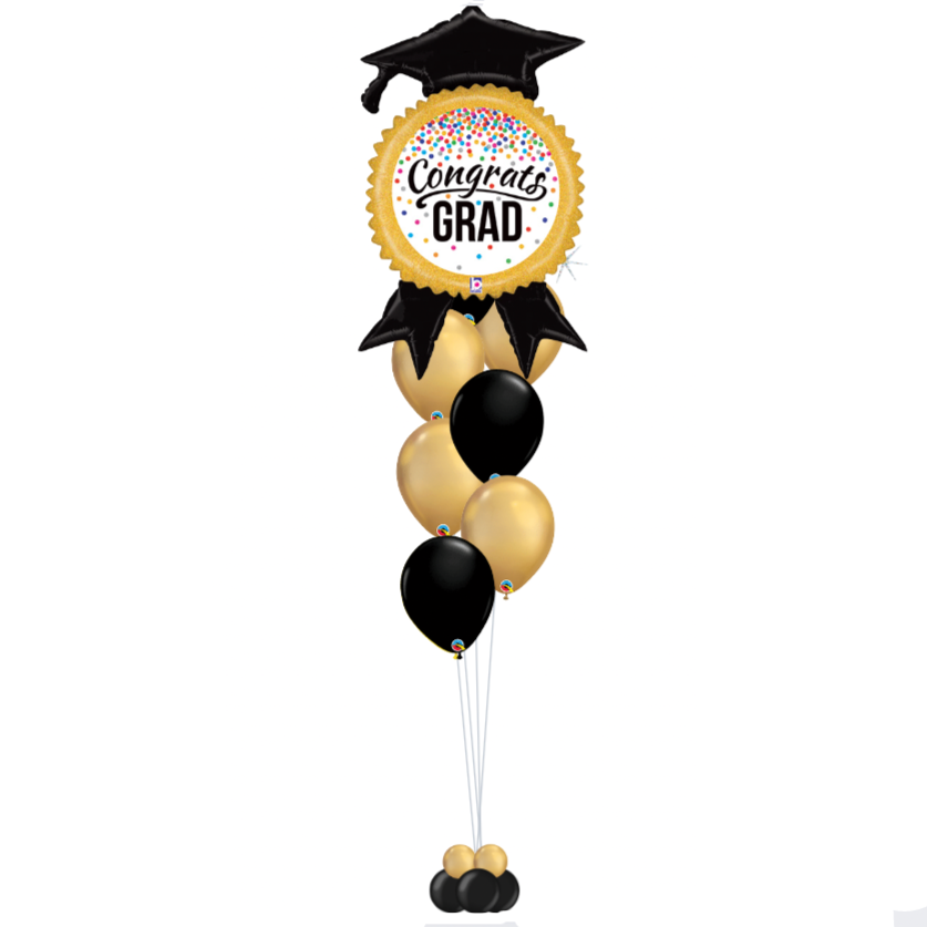 Congrats Grad - Black & Gold Balloon Bouquet