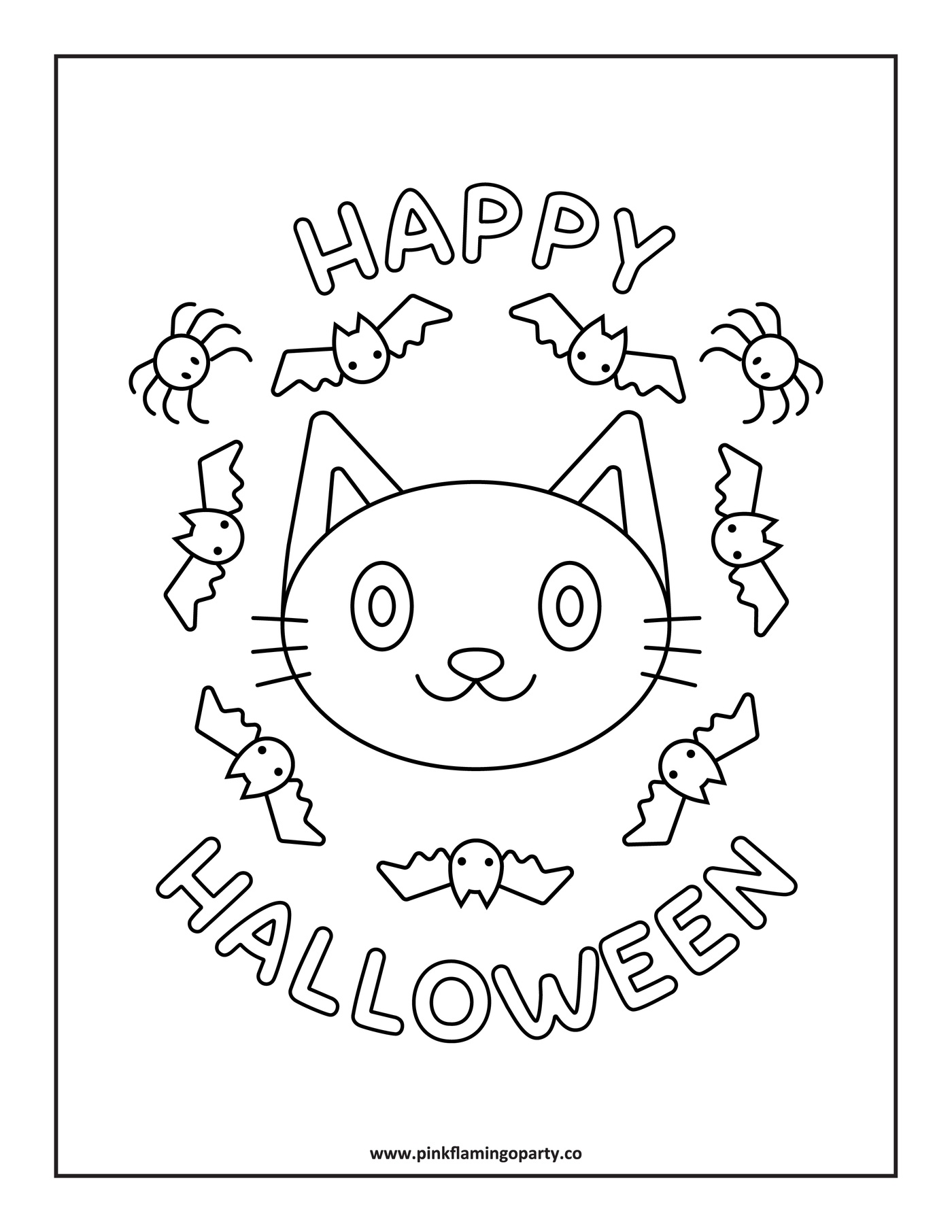 Halloween Cat Coloring Page Digital Download
