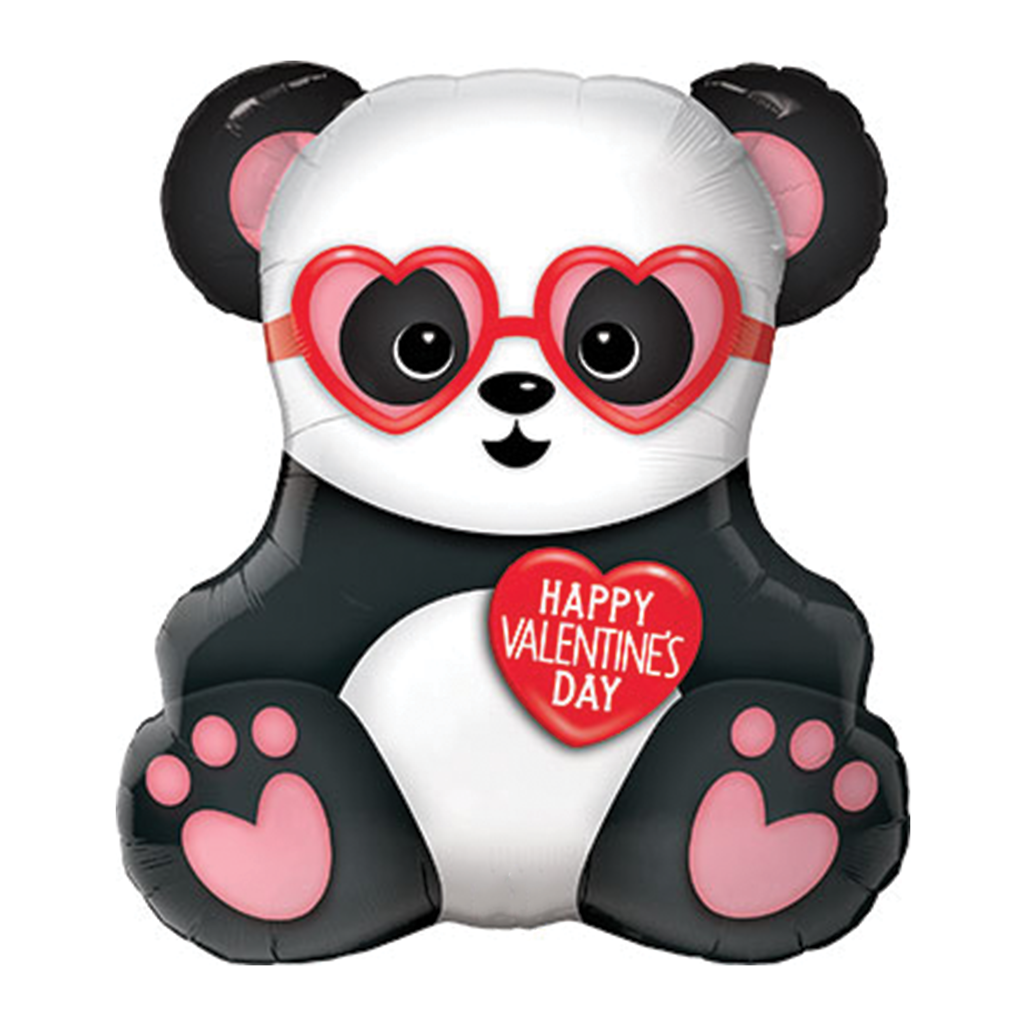 A large Mylar Valentines Day Panda balloon.