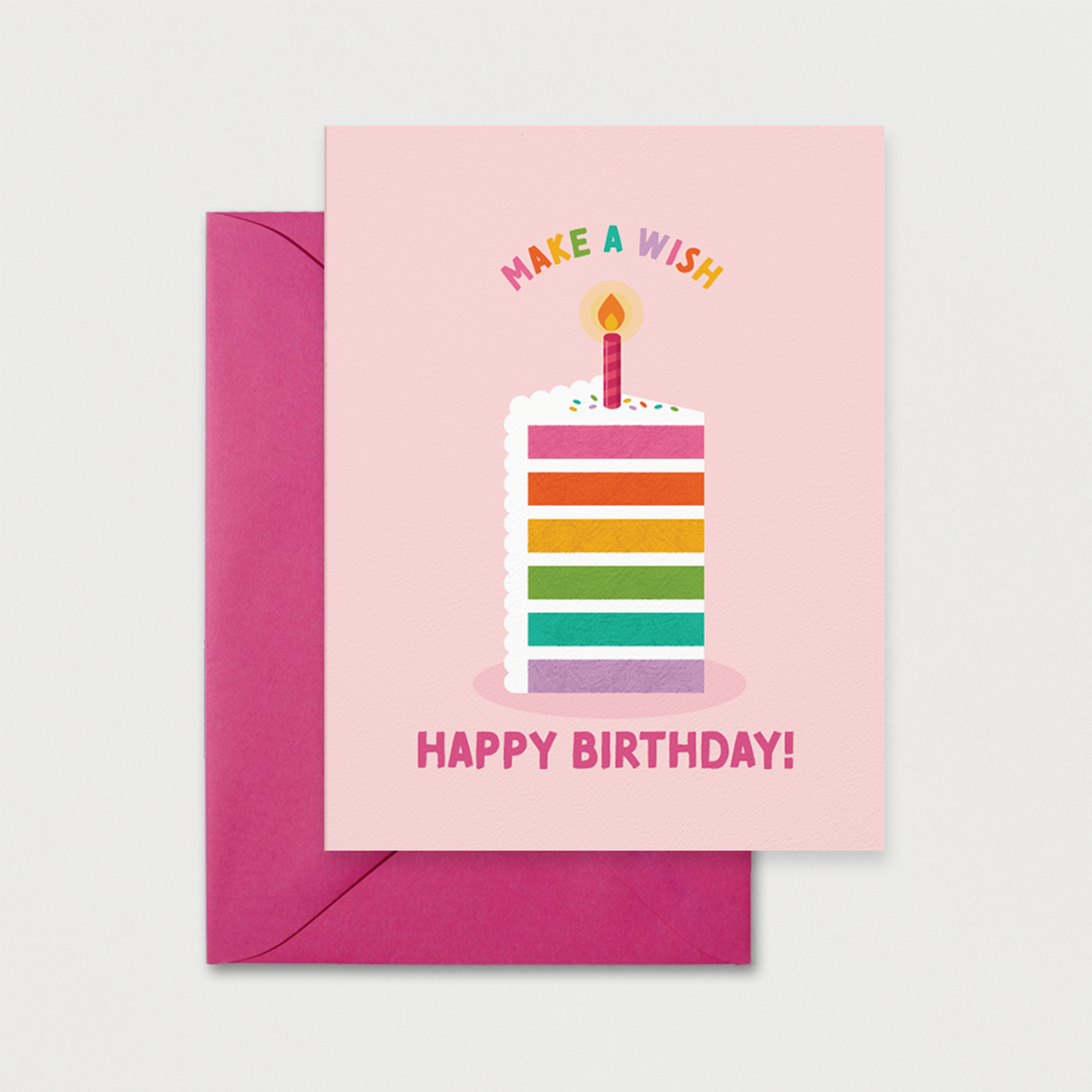 Make a Wish Rainbow Cake Birthday Card