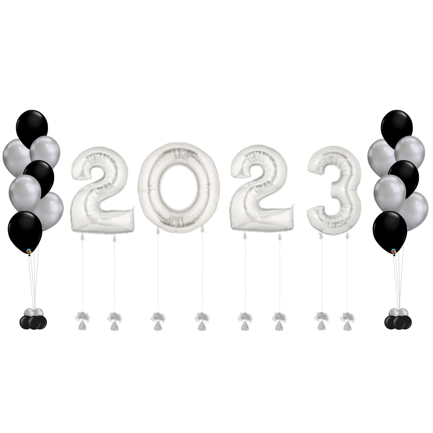 Silver 2023 & Bouquets Graduation Balloon Display