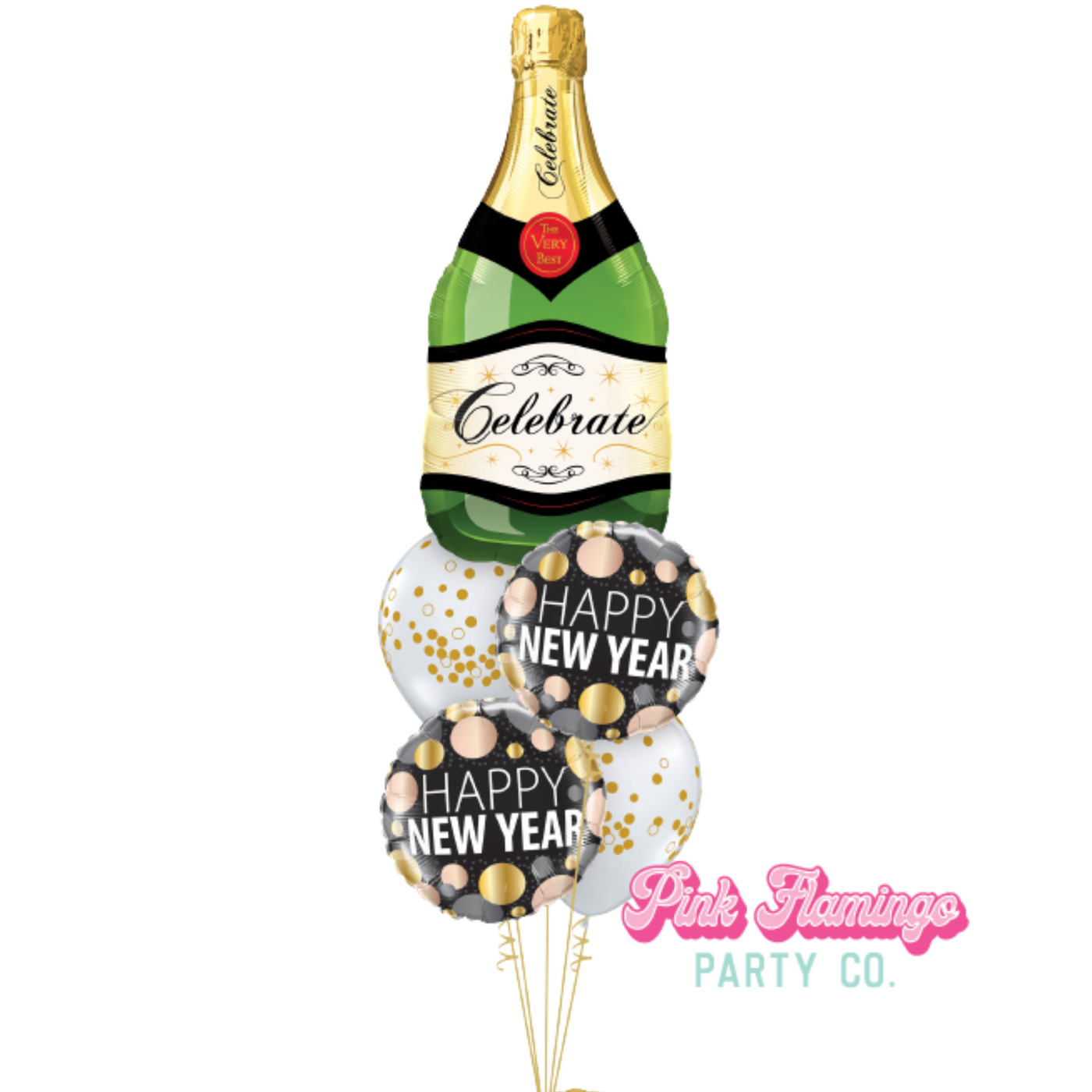 Champagne Bottle New Year's Eve Balloon Bouquet