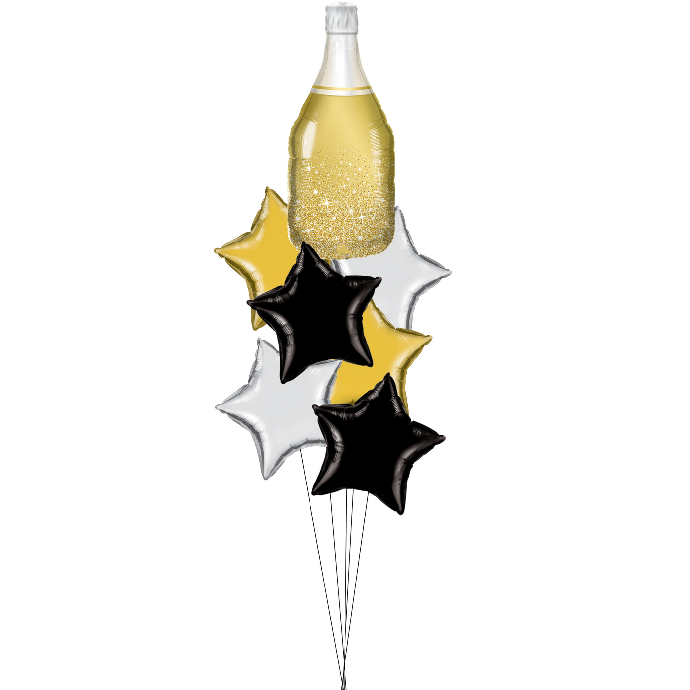 Sparkling Champagne & Stars - New Year's Eve Balloon Bouquet