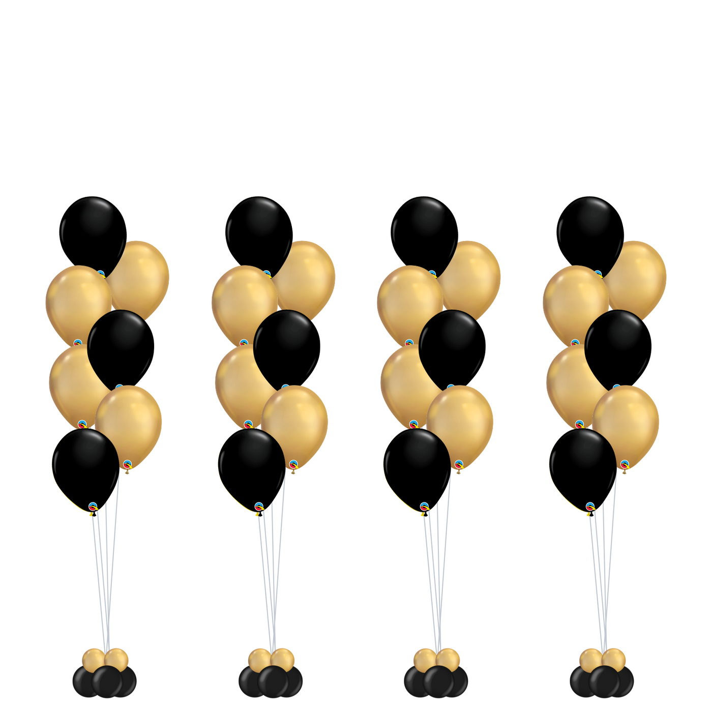 Pack of 4 - Black & Gold New Year's Eve Balloon Bouquets