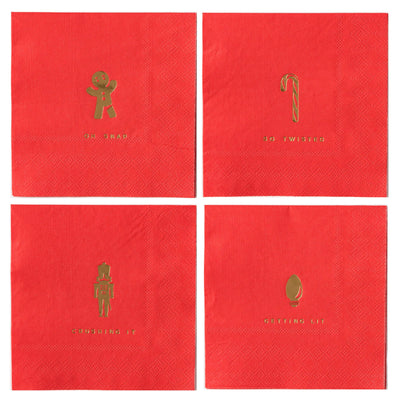 Red Holiday Cocktail Napkins