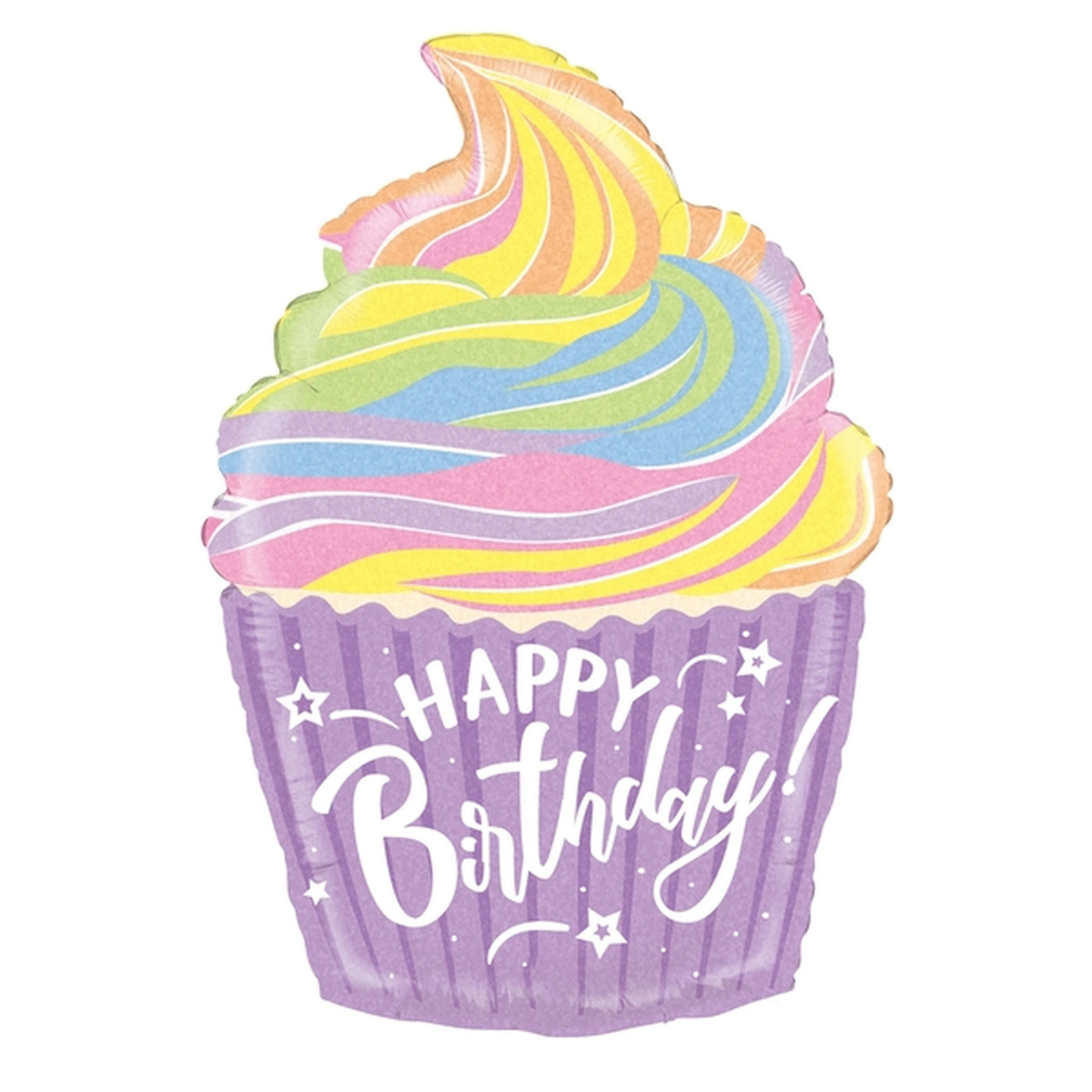 Holographic Pastel Birthday Cupcake Balloon