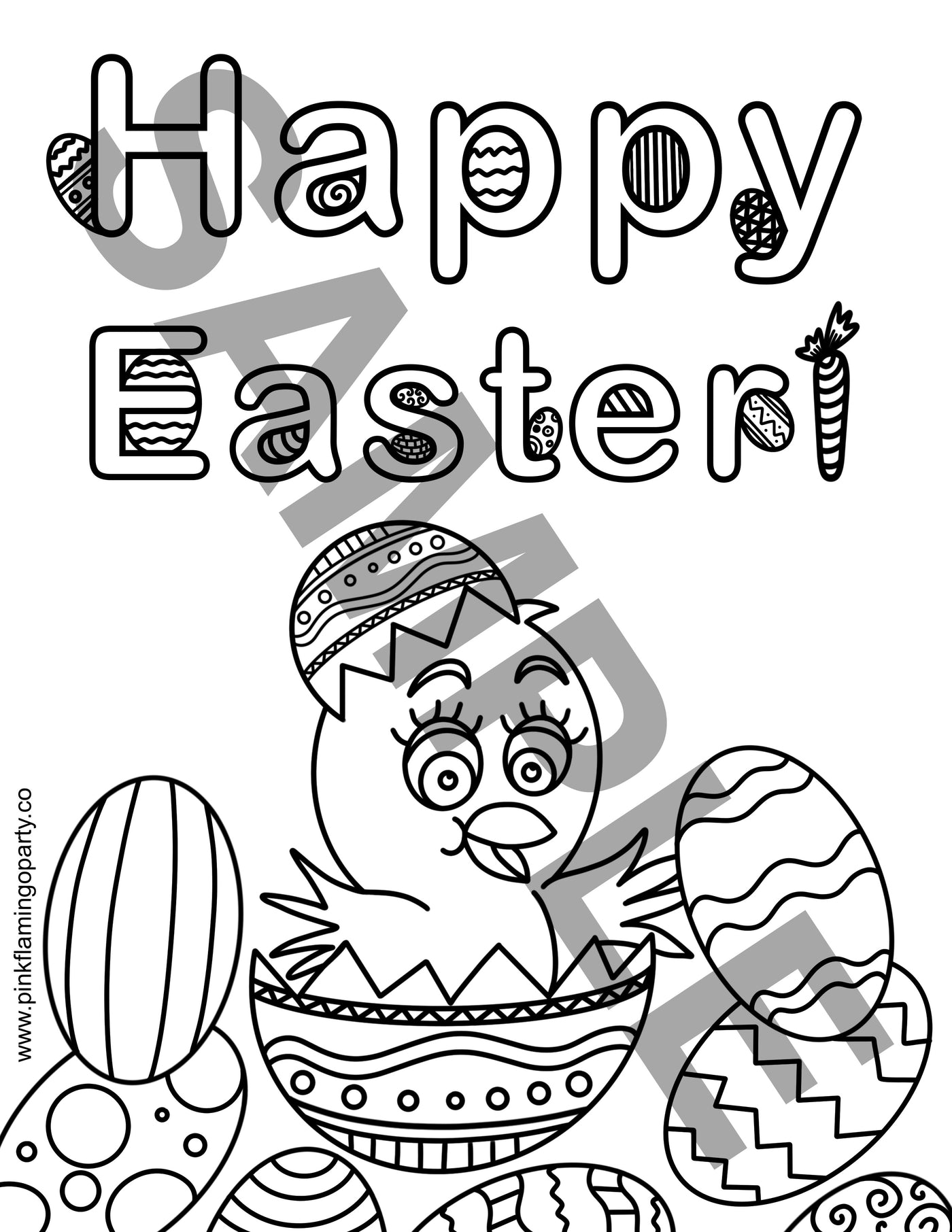 Happy Easter Chick FREE printable coloring sheet