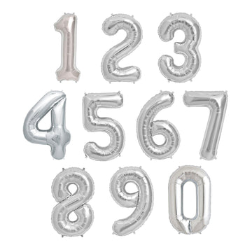 Silver Number Balloons
