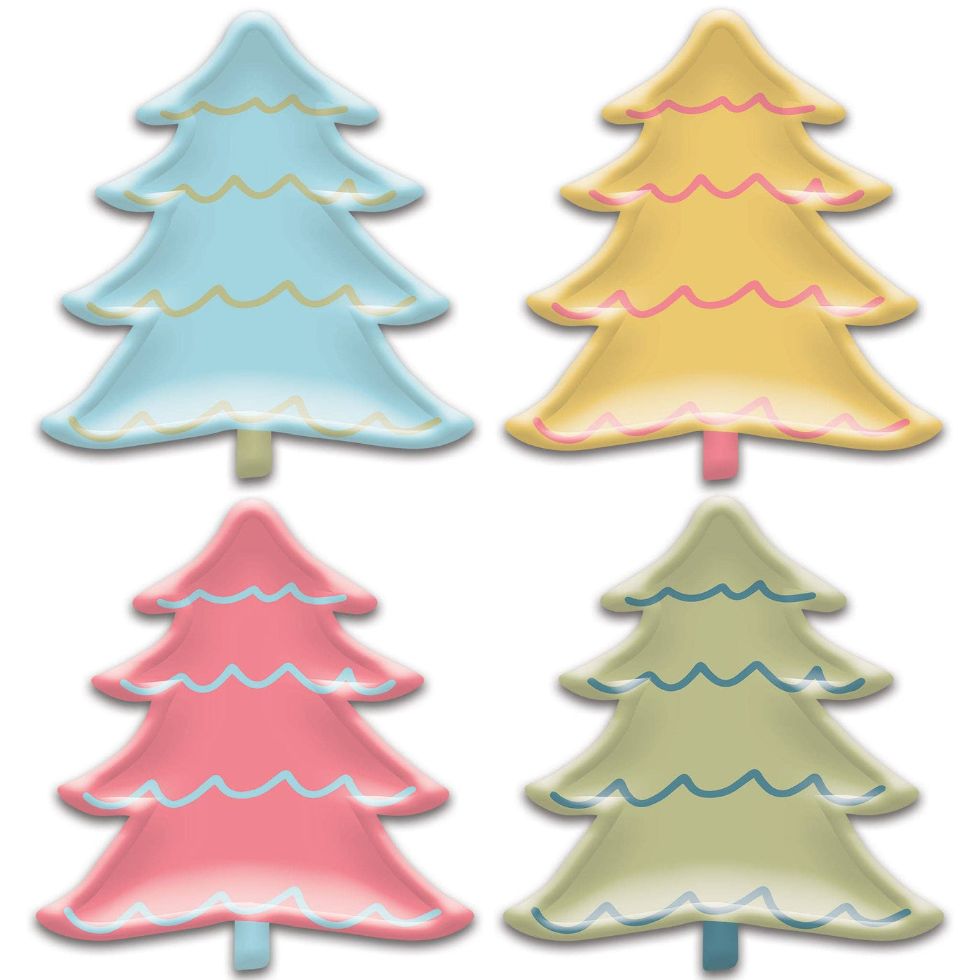 Bright Holiday Tree Shaped Paper Plate Set