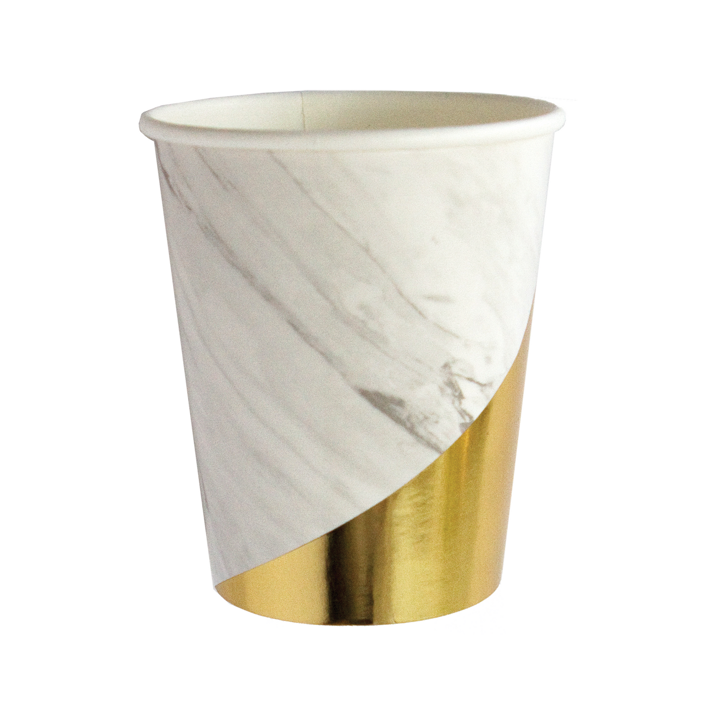 White Marble Colorblock Gold Foil Cups