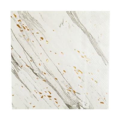 White Marble Paper Napkins with Gold Foil Detail