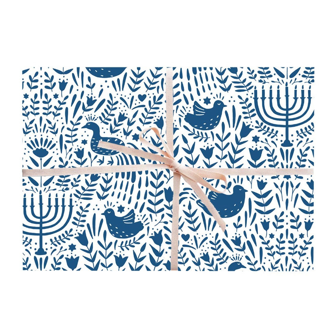 Blue Hanukkah Scene Gift Wrap Sheet