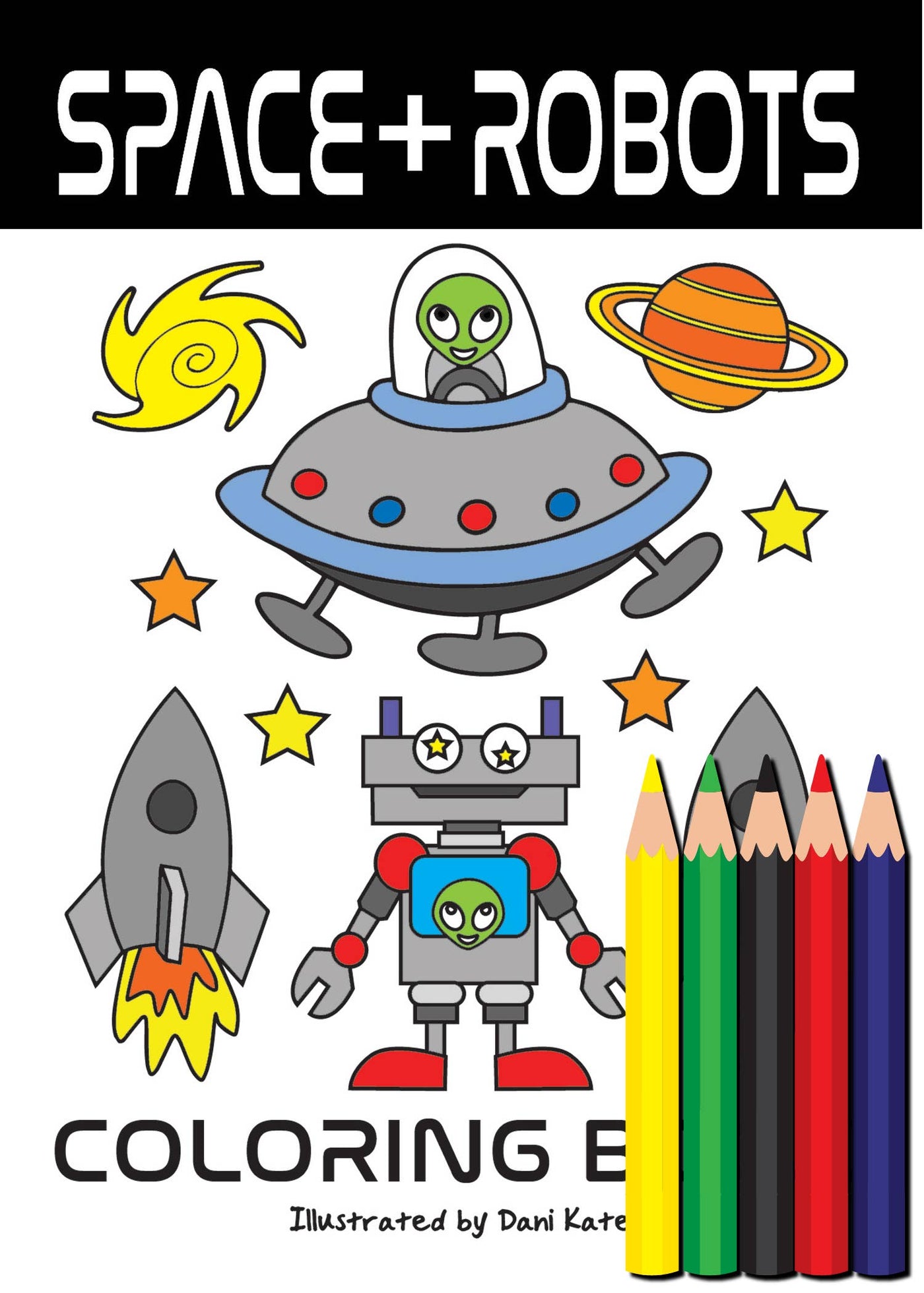 Space and Robots Mini Coloring Book