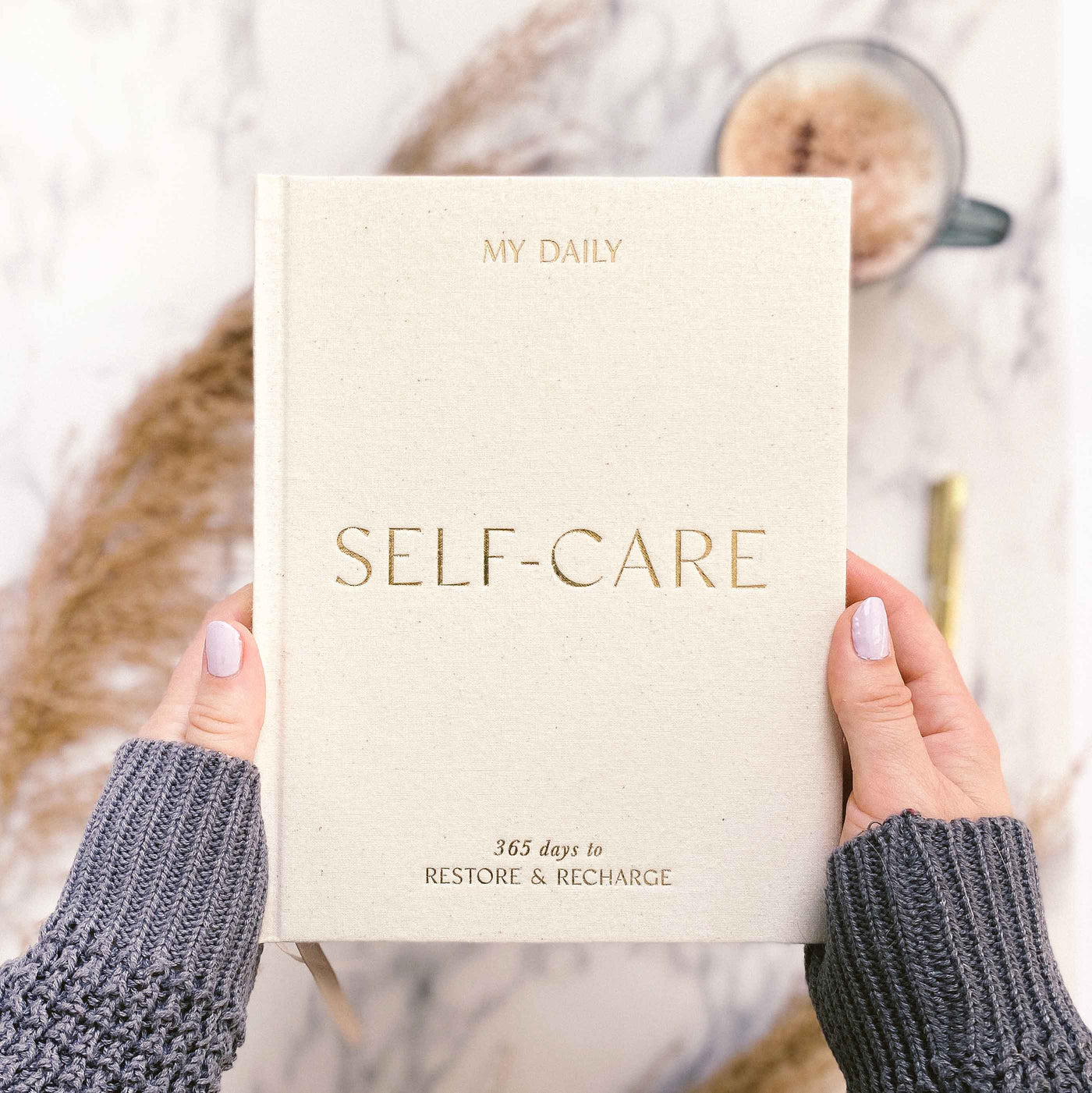 My Daily Self-Care Journal in Almond + Gold Foil